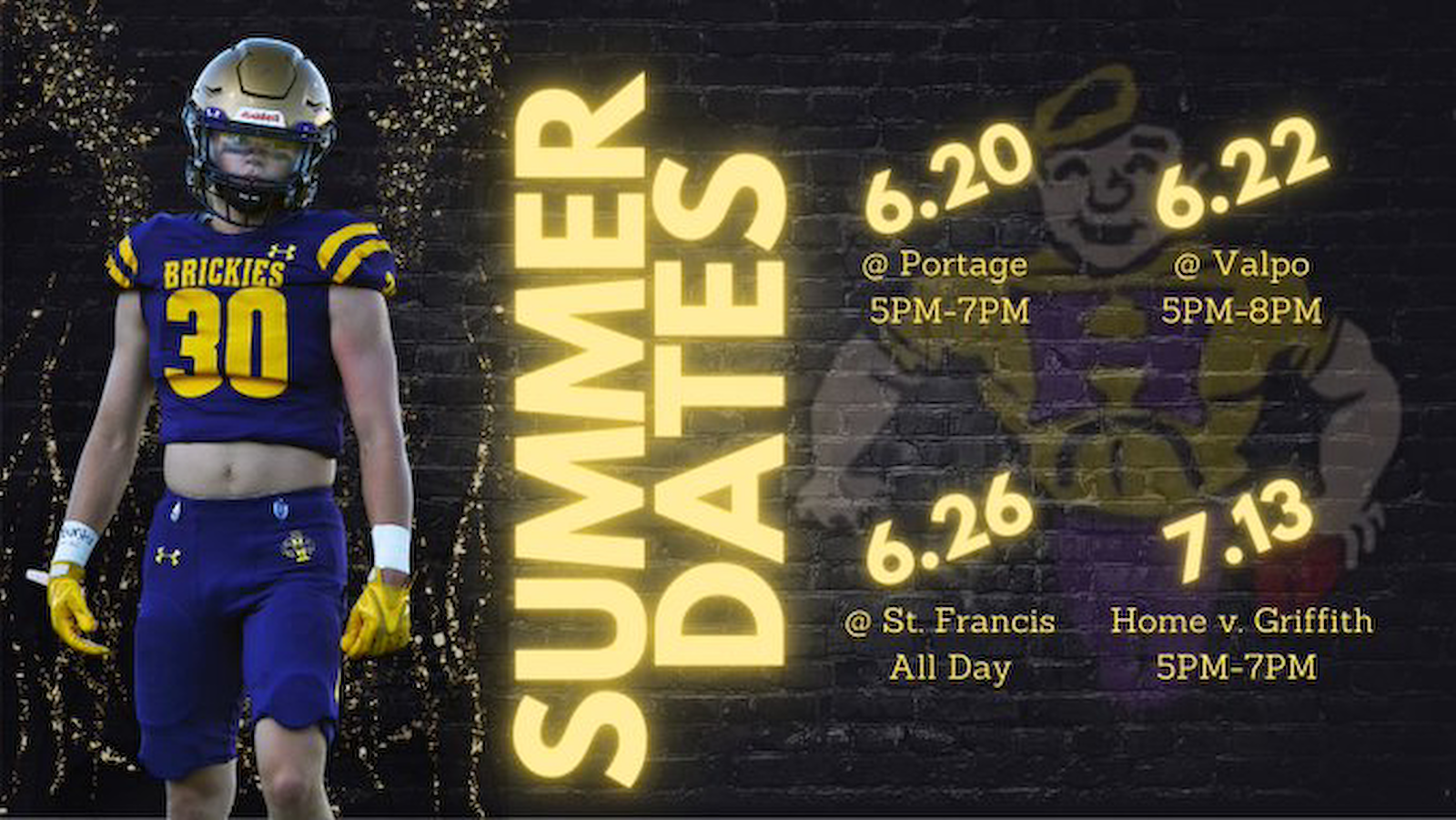 Brickie Football summer scrimmage dates, Hobart High School